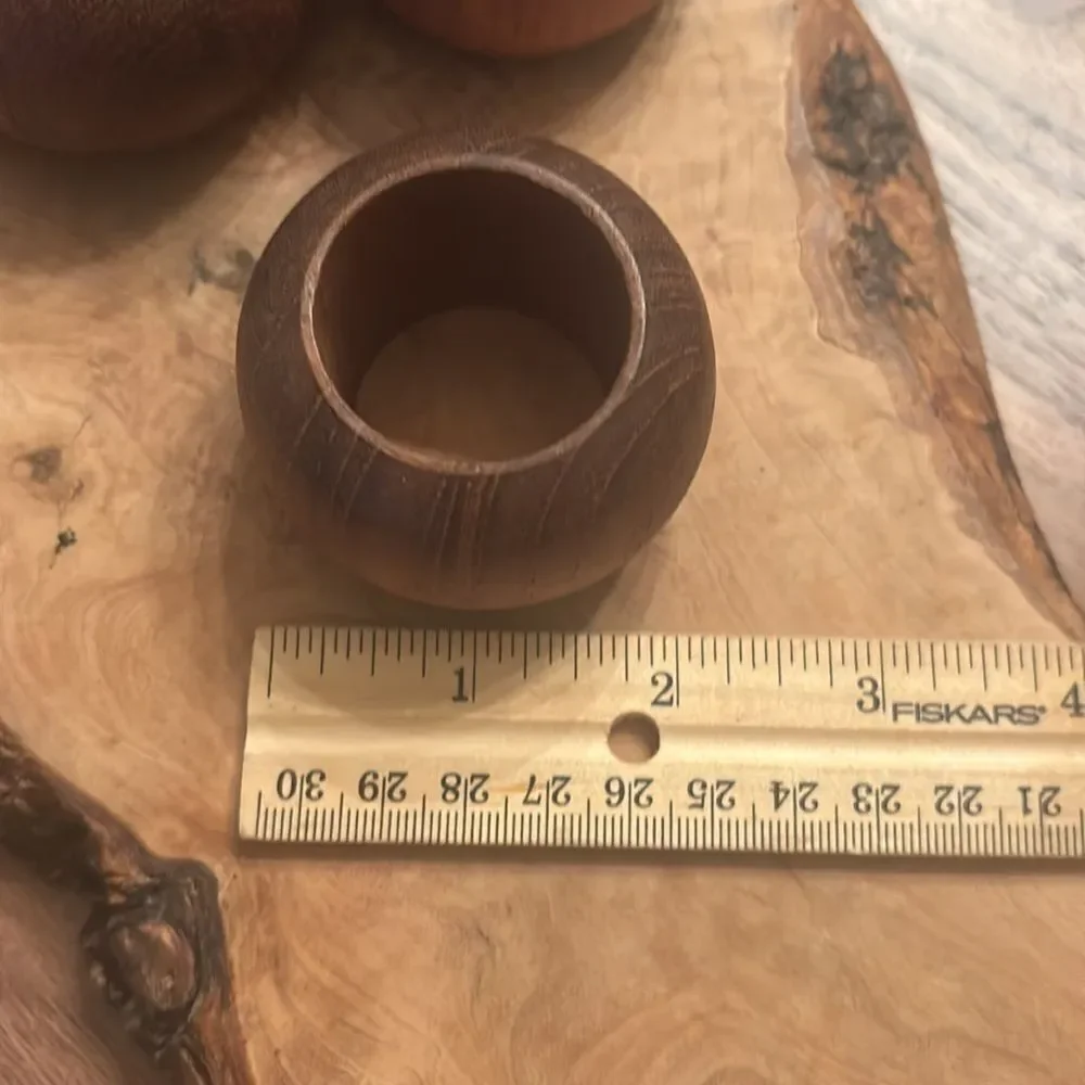MCM Teak Napkin Rings Set of 6